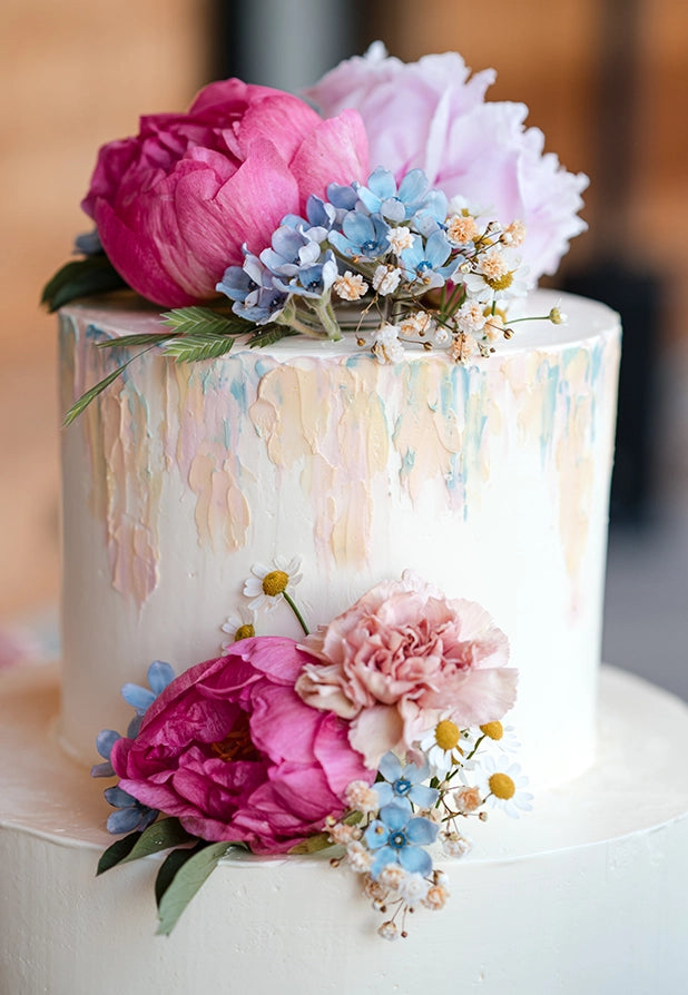 Suesse Freunde Styled Shoot Hochzeitstorte Blumendekoration